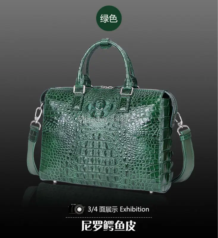 Мужская сумка через плечо из натуральной кожи аллигатора деловая крокодиловой