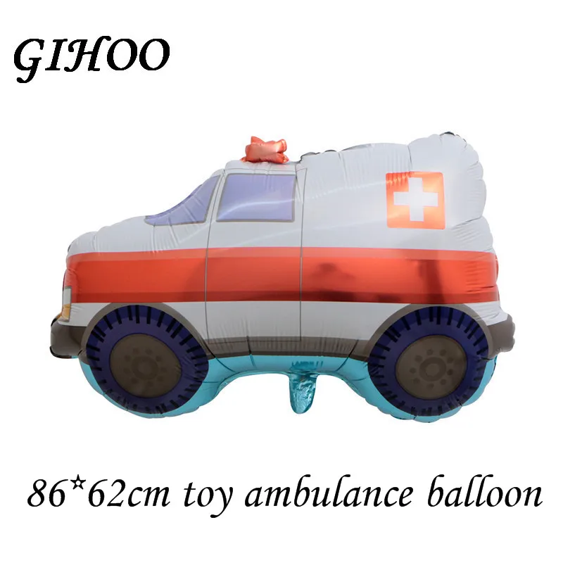 ambulance Большой мультфильм автомобиль поезд полицейский Автоцистерна скорой помощи пожарная машина Воздушные шары игрушки для детский праздничный костюм Happy воздушный шар для вечеринки на день рождения - Цвет: ambulance