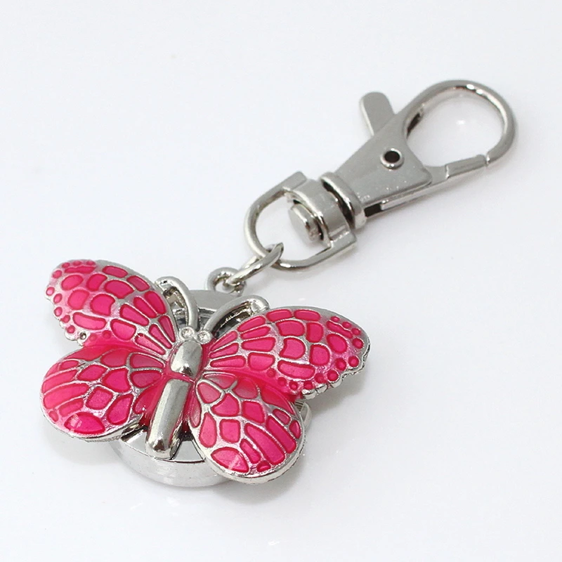Metal Watch Mini Watches Brand New Fashion Crystal Butterfly Pocket Pendant Key Ring Chain Quartz Dress + Gift Bag GL36K | Наручные часы