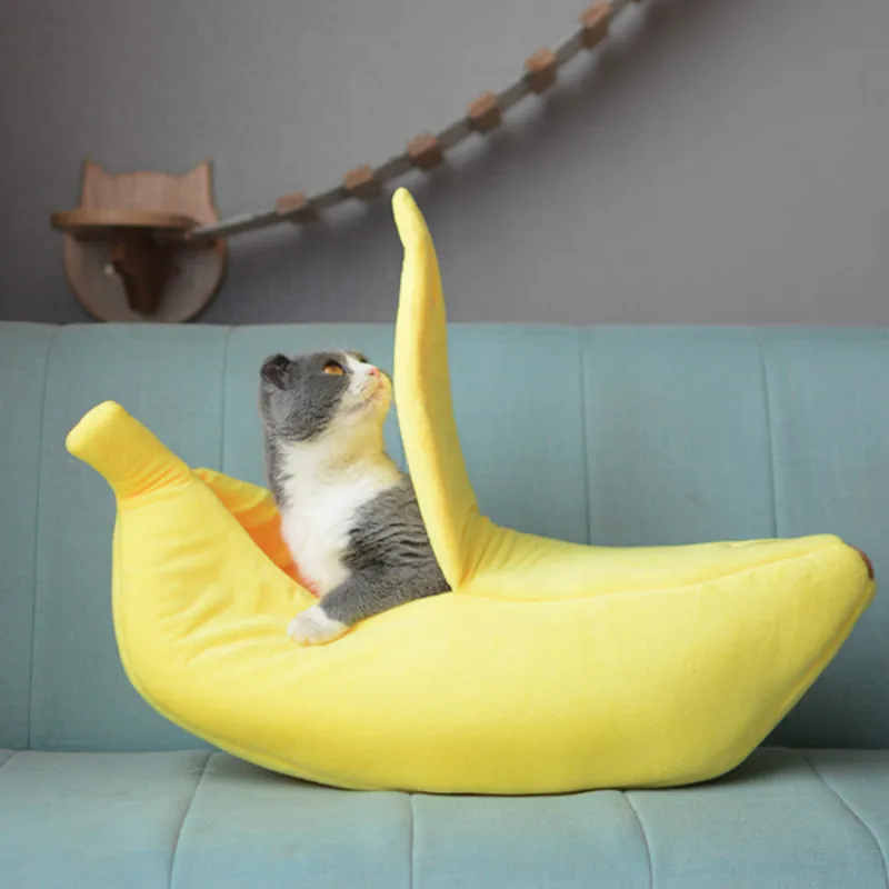 Креативный питомник в форме банана для кошачьего туалета зимнее теплое моющееся