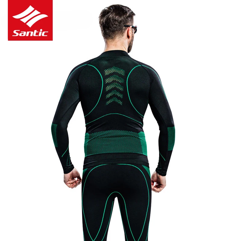 Зимний мужской комплект для велоспорта Santic с длинным рукавом теплый