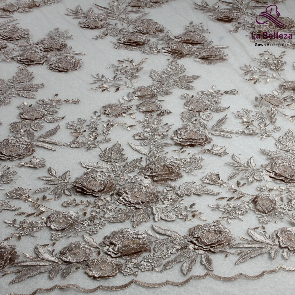 La Belleza 1 ярд металлик champgane 3D Цветы вечернее платье кружевная ткань 51 &quotШирина|fabric