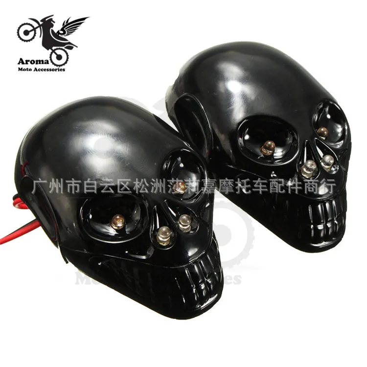 Индикатор для мотороллера Универсальный Хром Черный череп наклейка скелет