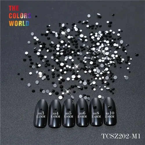 TCSZ202-M1 1 Bag TCST-005, 1440 шт, смешанный размер, Кристальные AB блестящие 3D Стразы для ногтей, не горячая фиксация, плоский с оборота стеклянный камень, сделай сам, серебряные украшения для дизайна ногтей - Цвет: TCSZ202-M1 1 Bag