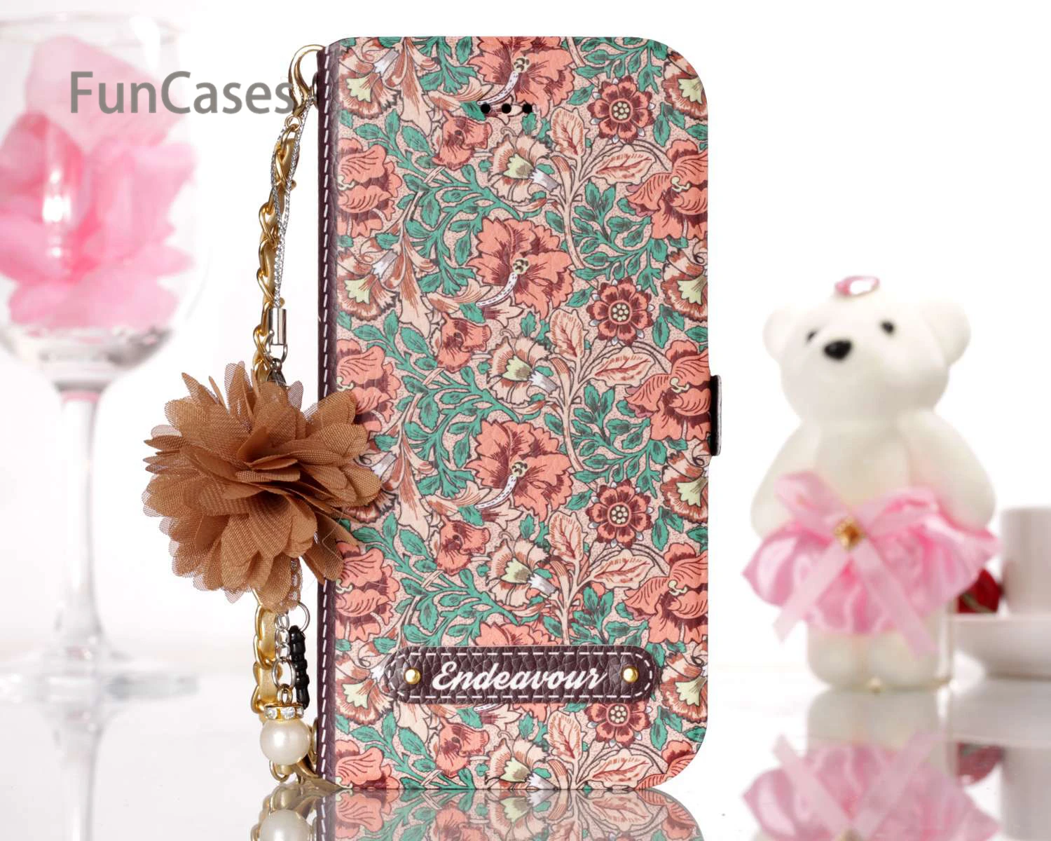 Красивая Хризантема случае СПС Carcasa iPhone 7 из искусственной кожи бусы Мобильные