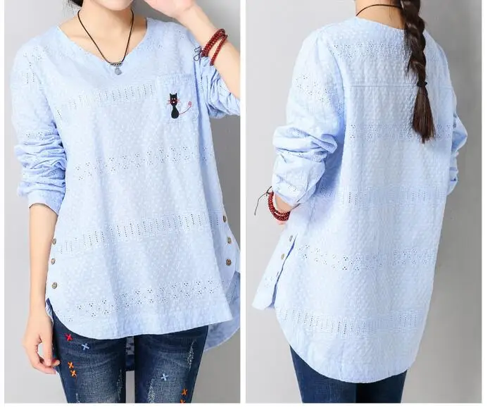 1 blusas Для женщин Длинные рукава Большие размеры Футболки Женский цветы выдалбливают Белый пуловер Футболка Свободные базовые футболки топы, рубашка женская 4XL - Цвет: 1