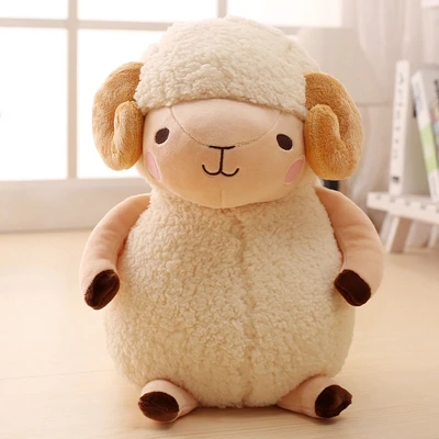 Beige Милый козел плюшевая кавайная игрушка Моделирование знак зодиака Овен мягкая игрушка Холдинг Спящая кукла Альпака для детских подарков 26 дюймов 65 см - Цвет: Beige