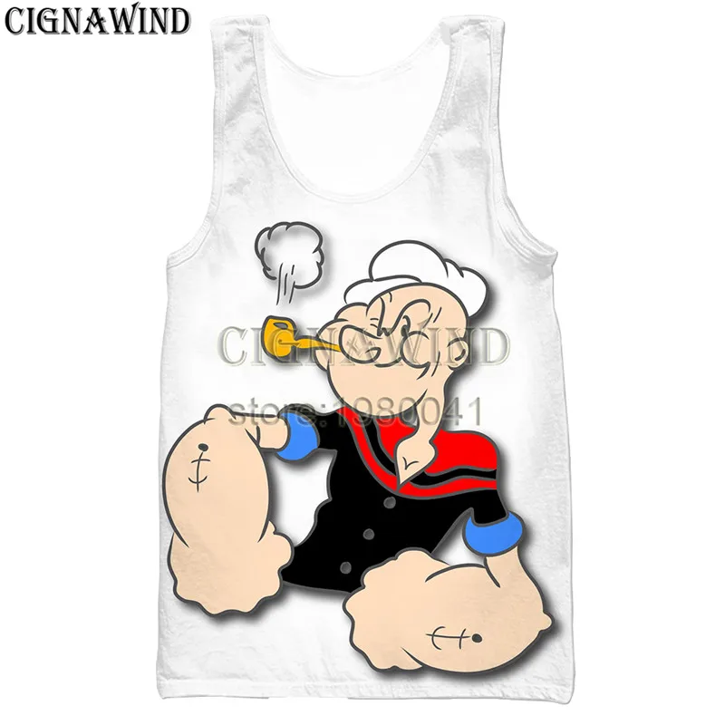 Новая популярная майка для мужчин/женщин мультфильм аниме Popeye 3d печати жилеты Harajuku стиль Бодибилдинг уличная топы