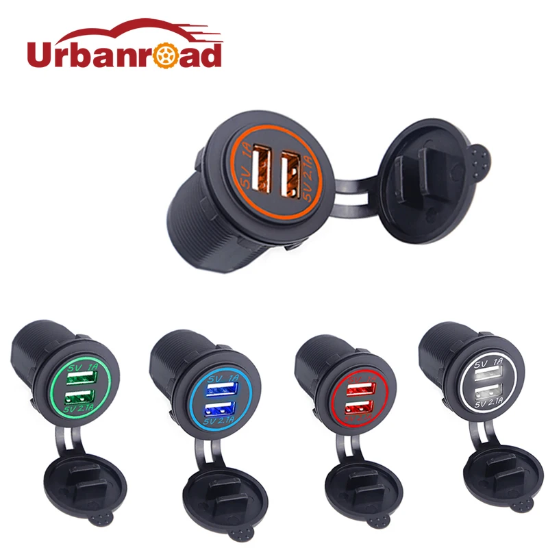 Автомобильное зарядное устройство с двумя usb портами 5 В 2 1 А А|car socket adapter|motorcycle