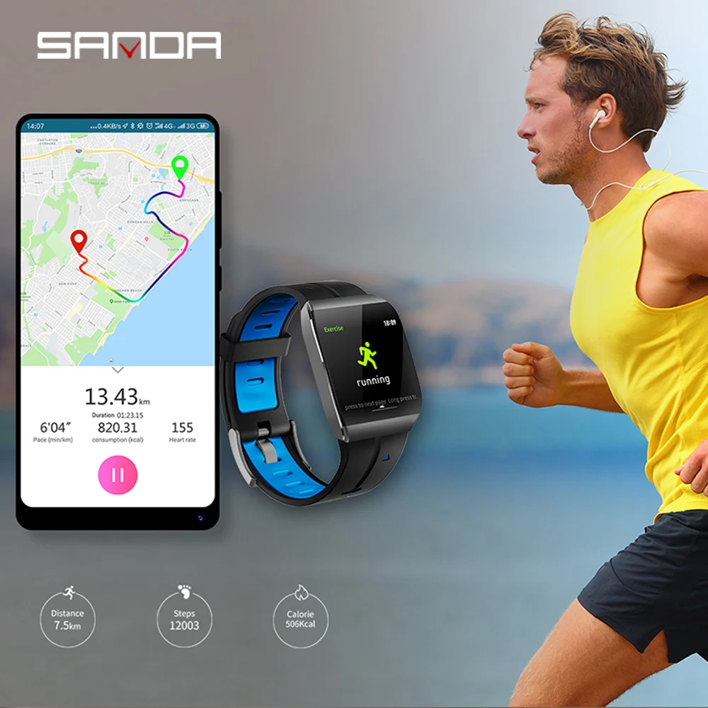 Смарт часы SANDA для мужчин фитнес браслет с Bluetooth женские пульсометром монитором