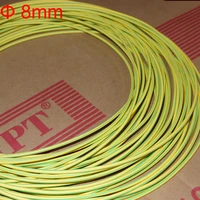 8m 8mm dia 21 double color earth line cable flame retardant yellow green yellow green heat shrinking shrinkable tubing tube