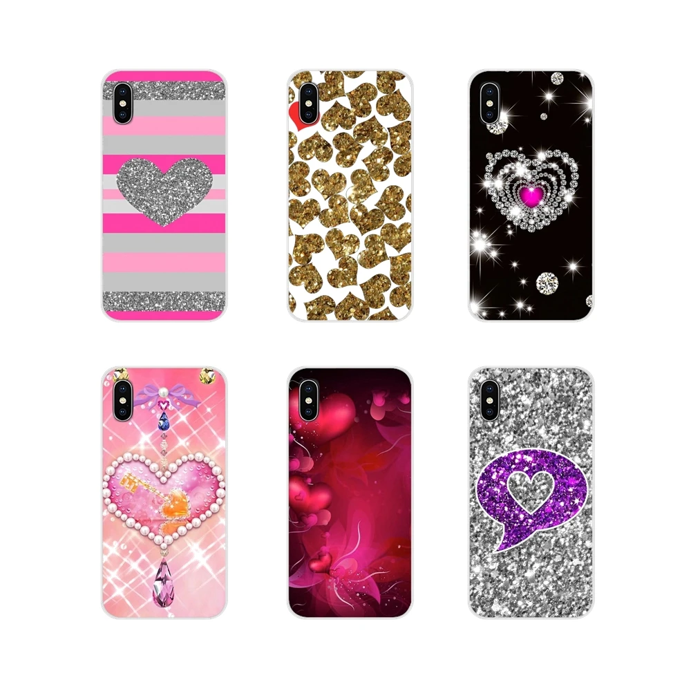 Чехлы Love в полоску с золотым сердцем и блестками Mobiel для Huawei G7 G8 P7 P8 P9 P10 P20 P30 Lite Mini
