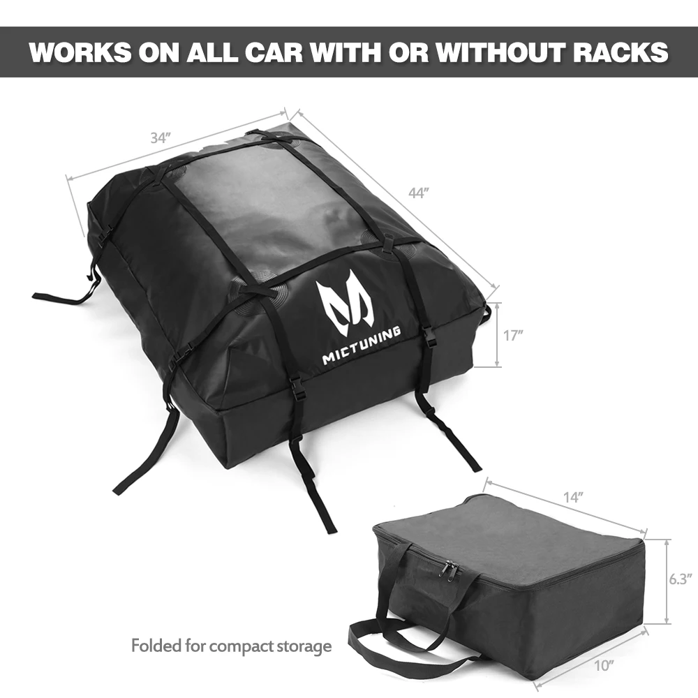 

MICTUNING Car Top Carrier Rooftop Cargo Carrier Bag Heavy Duty Luggage Storage Bag 15-cubic ft Truck SUV Waterproof Roof Top Bag