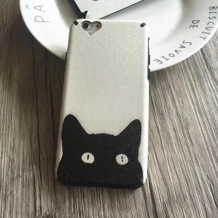 Модный чехол для телефона Love black cat черный Жесткий из поликарбоната с животными