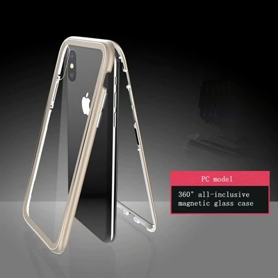 Золотой 10 шт. роскошный Магнитный флип-чехол для iPhone X XS XR 7 8 Plus 11 11 Pro MAX PC Border прозрачная задняя крышка из закаленного стекла - Цвет: Золотой