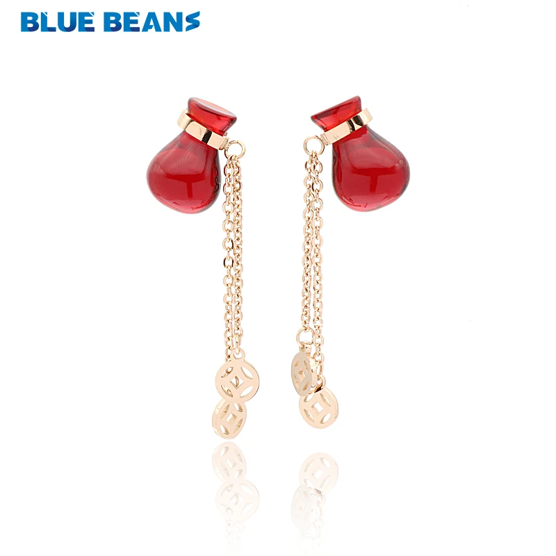 Модные Pendientes Mujer Moda из нержавеющей стали серьги полимеров Красная Удача