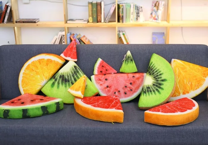 Подушка в виде арбуза забавная плюшевая подушка для фруктов оранжевая Kiwi|Мягкие
