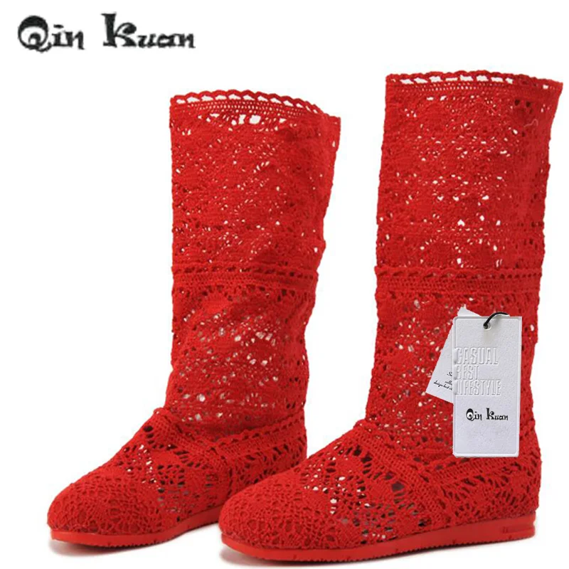 Девичьи весенние полые сапоги женские модные милые дышащие летние сетчатые