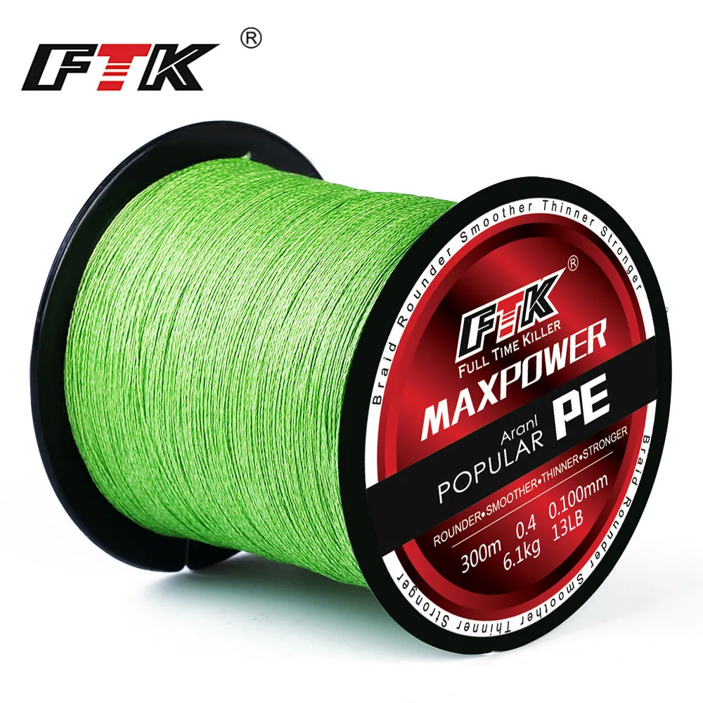 FTK бренд TriPoseidon серии 300 м 330 ярдов PE плетеная леска 4 подставки 8LB 10LB 20LB 60LB