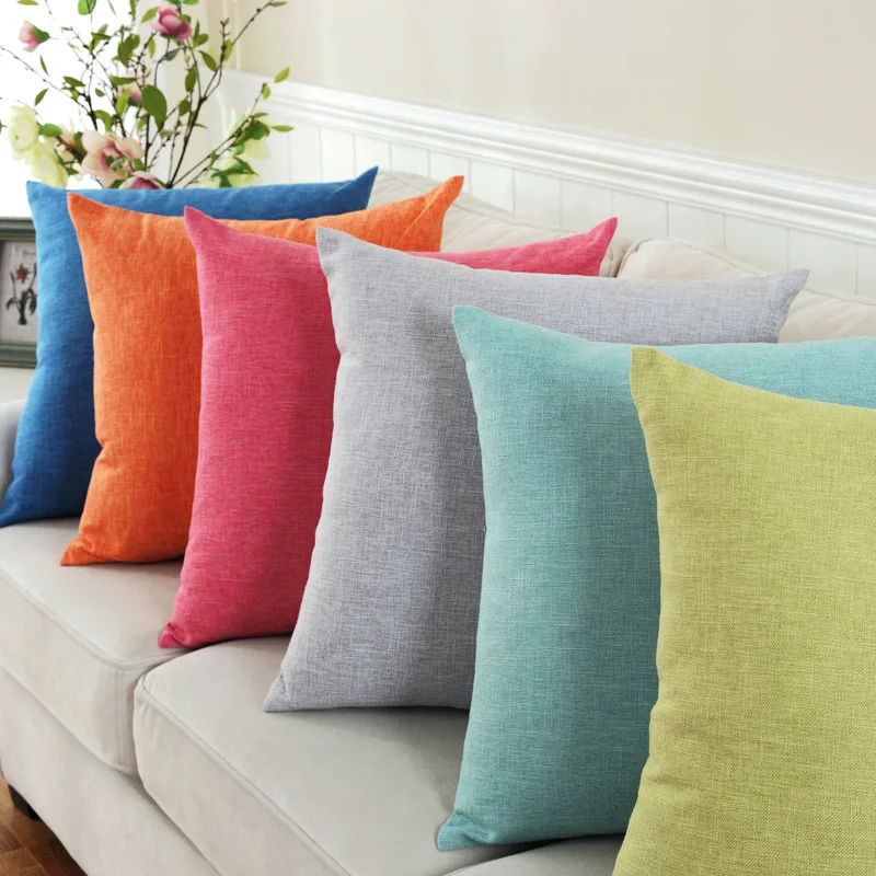 NEW 18x18&quot Square 45x45cm Linen Cotton Pure Color Sofa Seat Cushion Cover Car Back Nap Throw Pillow Case Office Chair Pillowcase | Дом и