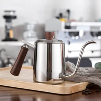 350ml 550ml stainless steel drip kettle coffee kettle swan neck drip coffee tea pot milk frothing jug with wooden handle