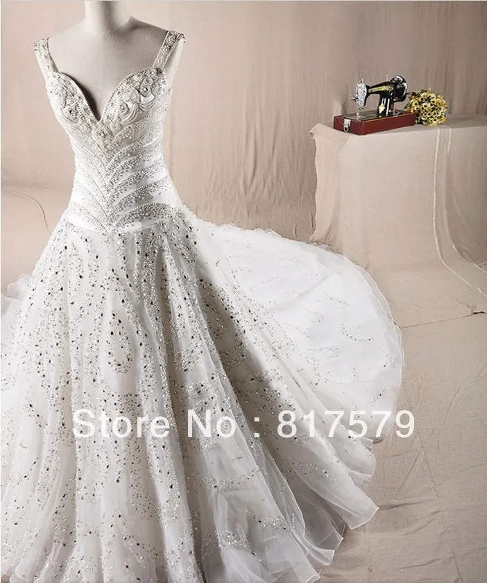 2014 New Trend Custom Design Real Sample Long Train Full Beading Luxury Wedding Dress | Свадьбы и торжества