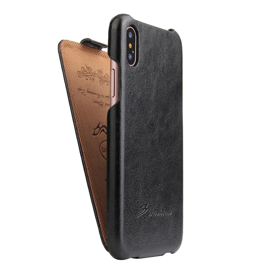 Вертикальный флип чехол из натуральной кожи для Apple iPhone X XR XS 11 12 Pro Max 6 6s 7 8 SE 2020 Mini
