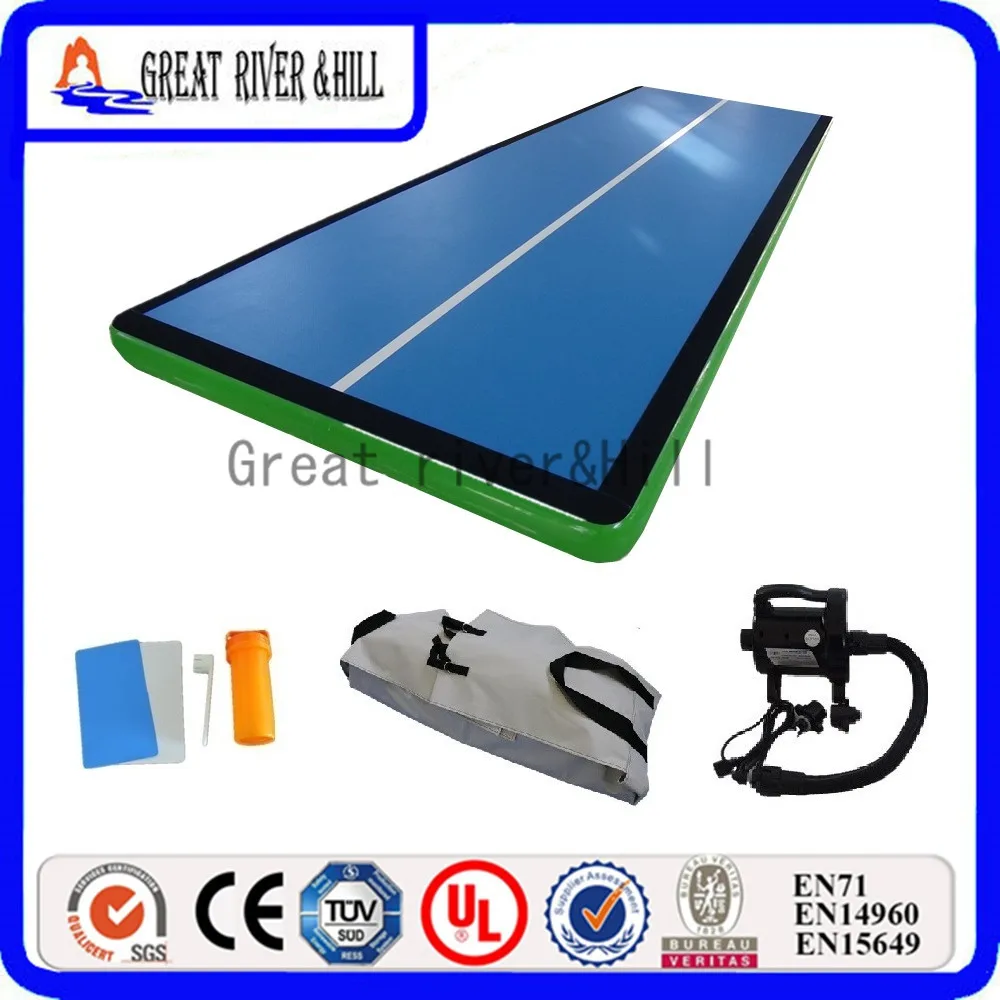 Great river hill fitness mat inflatable air track durable blue&ampgreen 8m x 2m 0.2m | Спорт и развлечения