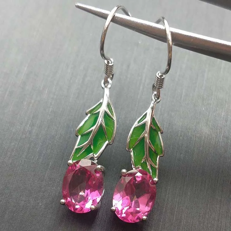 Серьги-капельки FLZB длинные серьги из серебра 925 пробы с натуральным розовым