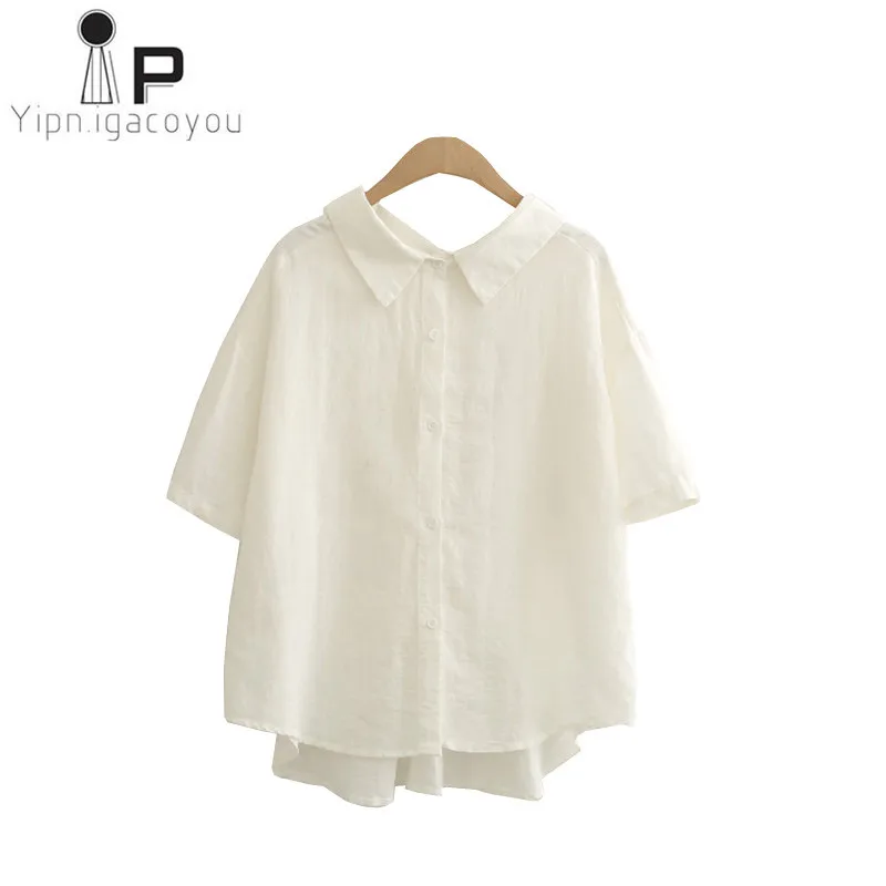 Женские летние топы Блузка 2019 женские большой размер свободного кроя черная