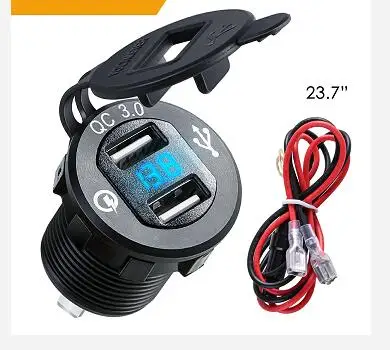 QC 3,0, алюминиевый светодиодный вольтметр для мотоцикла, лодки, автомобиля, 2 USB, зарядное устройство для автомобиля, мотоцикла, Прямая поставка, светодиодный измеритель напряжения
