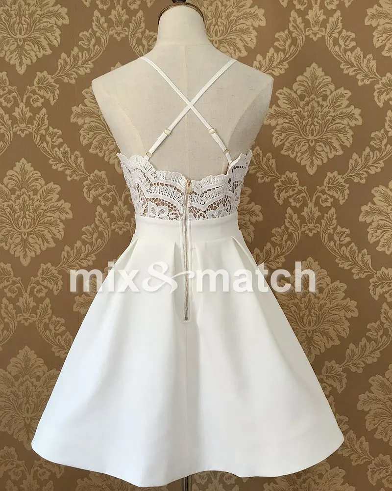 XiM&M@ch, Милое сексуальное черно-белое платье, Vestido branco, v-образный вырез, открытая спина, перекрещивающиеся лямки, кружевное лоскутное бальное платье, плиссированное платье DR03378C