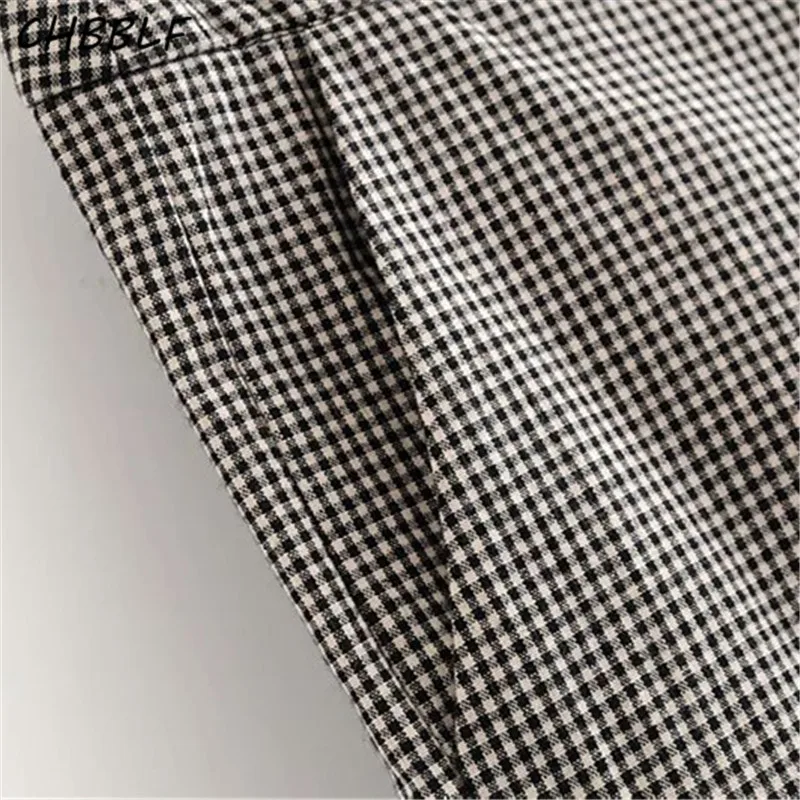 CHBBLF Женские винтажные клетчатые брюки на молнии Дизайн Дамы Европейский Стиль