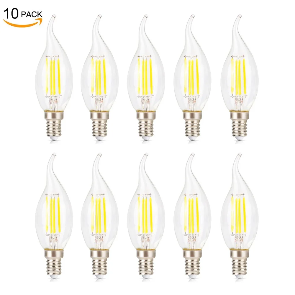 10-Pack LED E14 Edison винтовые свечи лампочки 360 градусов угол луча Модифицированная