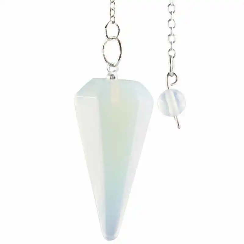 Opal Opalite SUNYIK кристалл, драгоценный камень шестиугольные Биолокация целительная Рейки Чакра подвеска Маятник цепь - Окраска металла: Opal Opalite