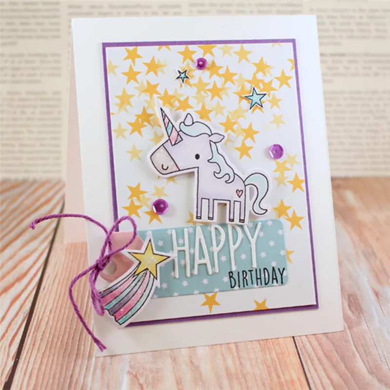 DiyArts 6Pcs New Christmas Dies Unicorn Wishes Metal Cutting Dies for Scrapbooking Craft Die Metal Cutting Dies New