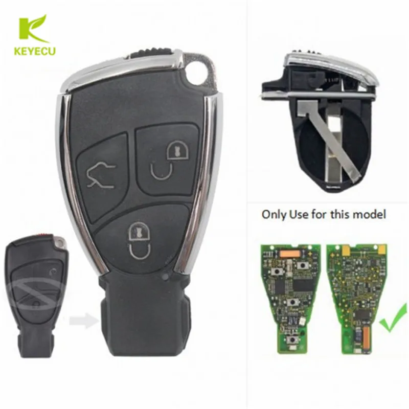 KEYECU изменение удаленного ключа автомобиля чехол Fob 3 Кнопка для Mercedes-Benz CES B класс, CLK CLS SLK 2001-2010 Черный