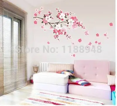 DIY Съемный Цветок сакуры Виниловая наклейка для спальни художественный декор