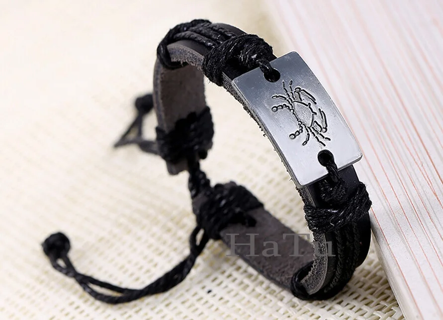 Ювелирные изделия 12 шт. античный серебряный сплав браслет созвездия черный