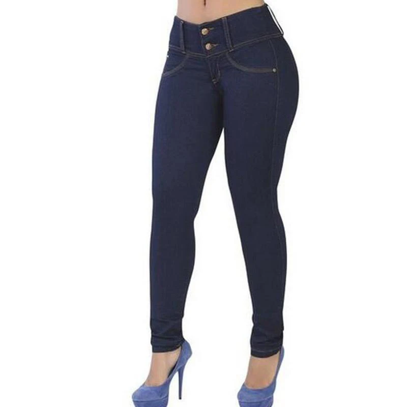 

Solid Color Slim Hip High Waist Stretch Pants Fashion New Style Straight Women Jeans Sexy Ripped Jeans For Women