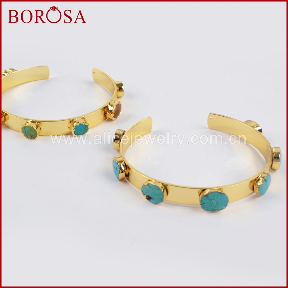 BOROSA 1 шт. Новая коллекция золотого цвета семь натуральных синих камней бирюзовый