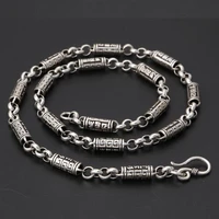 handmade 100 925 silver tibetan six words proverb necklace sterling buddhist om mantra necklace pure silver good luck necklace