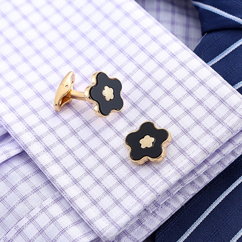 QiQiWu золотые запонки мужские свадебные Роскошные вечерние запонки для французских рубашек мужские высококачественные запонки с цветами рождественские подарки манжеты