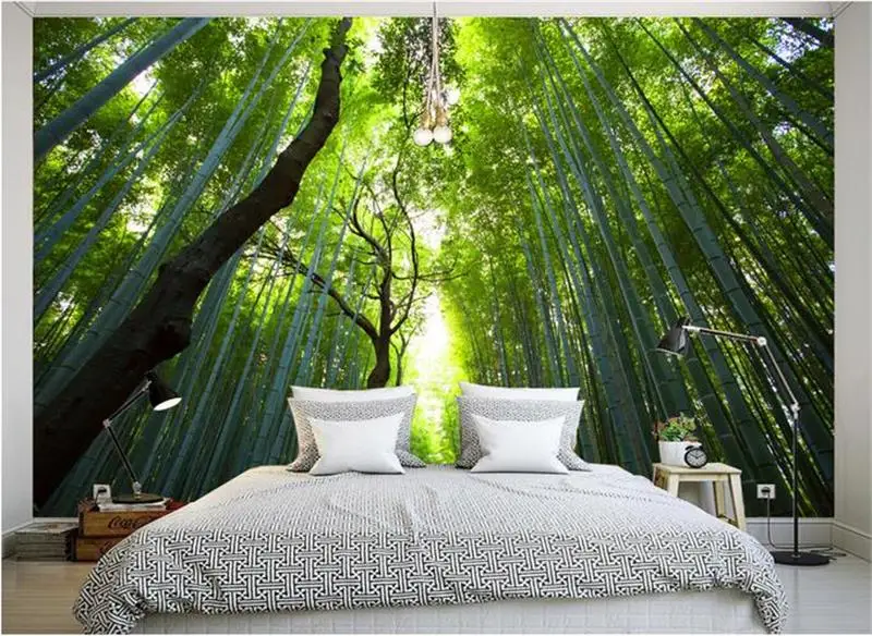 3d обои на заказ фотообои из нетканого материала Свежие Бамбуковые Украшения