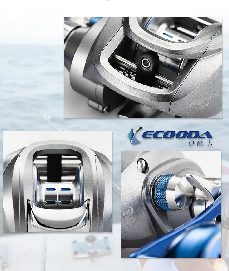 Le-Fish ECOODA baitcasing катушка 9+ 1 шарикоподшипники левая и правая ручка морской свет mirco Рыбалка Макс тяга 6 кг Модель FENIX1