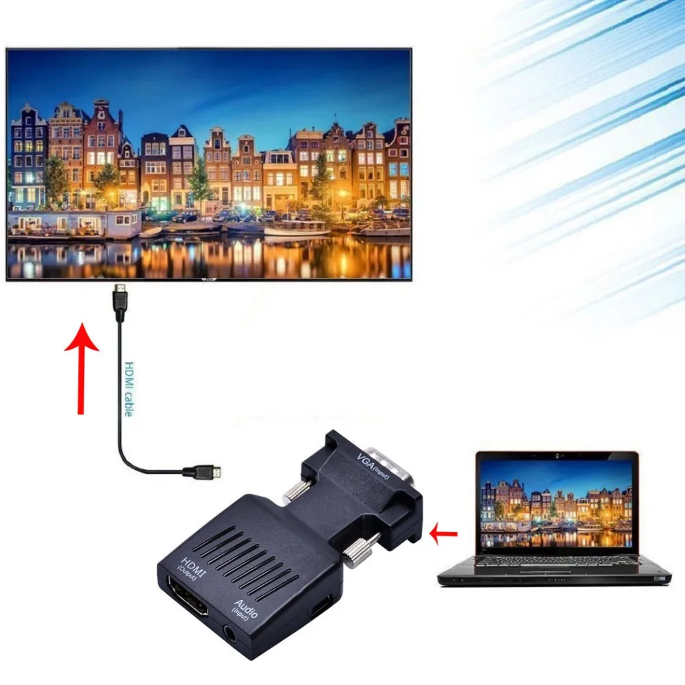 1080P VGA Мужской вход в HDMI Женский Выход конвертер адаптер для ПК ноутбук видео ТВ