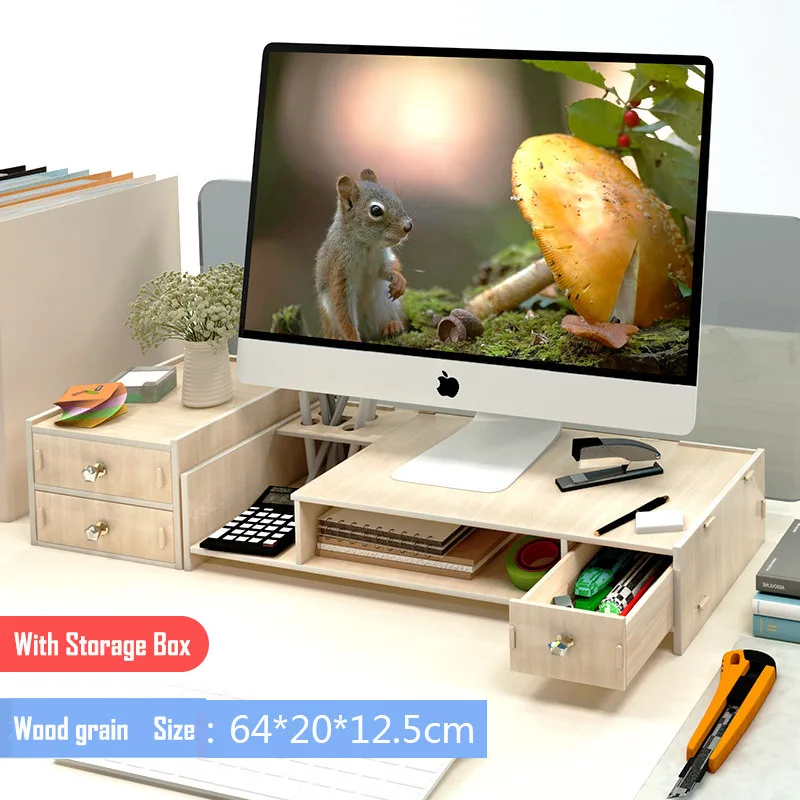 with storage box 4 Компьютерный стол мониторы добавить высоту рамки компьютерная подставка настольная с хранения монитор база ноутбук стол ПК стол ноутбуки офис - Цвет: with storage box 4