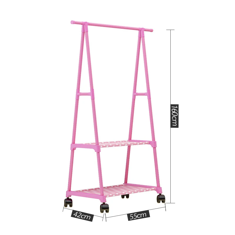 

Simple Triangle Coat Rack Stainless Steel Mobile Removable Clothing Hanging Storage Rack Hanger Floor Stand Coat Rack With Wheel