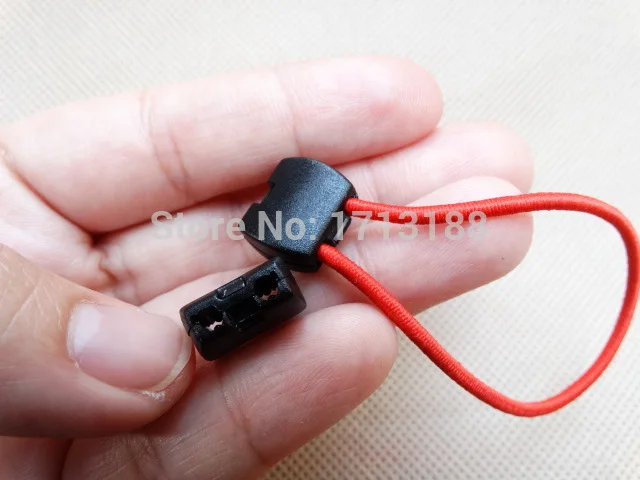 50 шт./лот черный пластиковый шнур с концами застежка молния фиксатор для