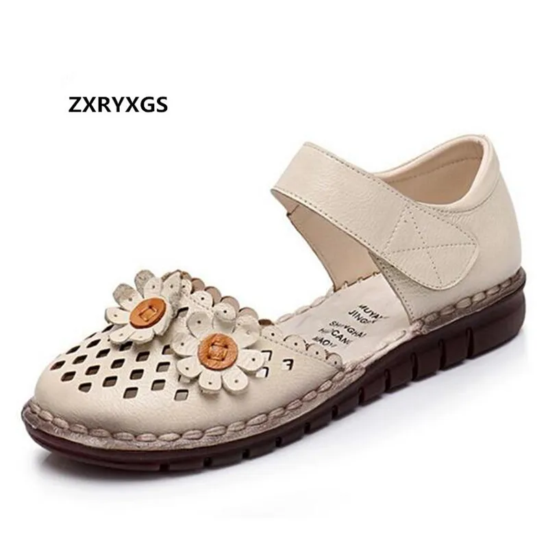 Женские сандалии из воловьей кожи Классические летние туфли ручной работы с